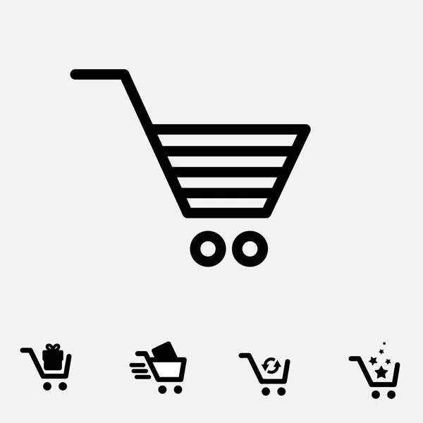 Carrinho de Compras Icon Set Isolado — Vetor de Stock