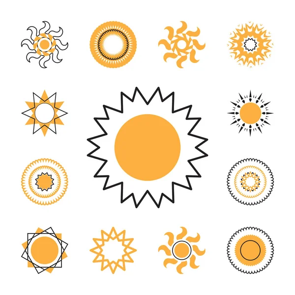 Ensemble d'icônes vectorielles du soleil — Image vectorielle