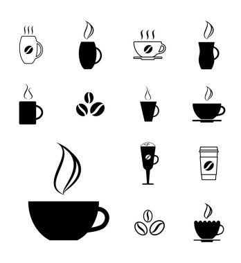 Farklı kahve fincanı simge kümesi