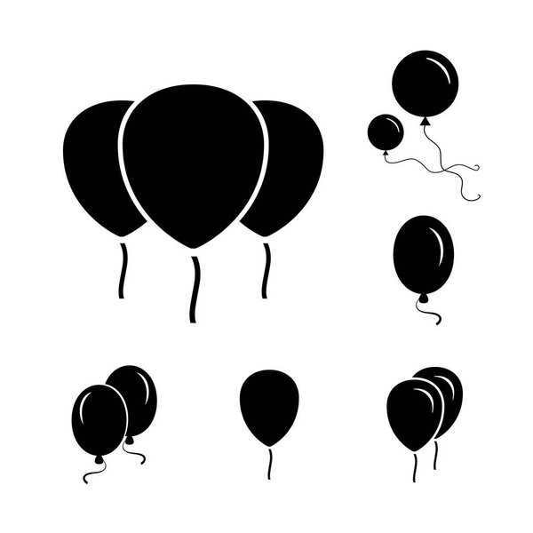 Black Party Balloon Icons Isolated On White Background