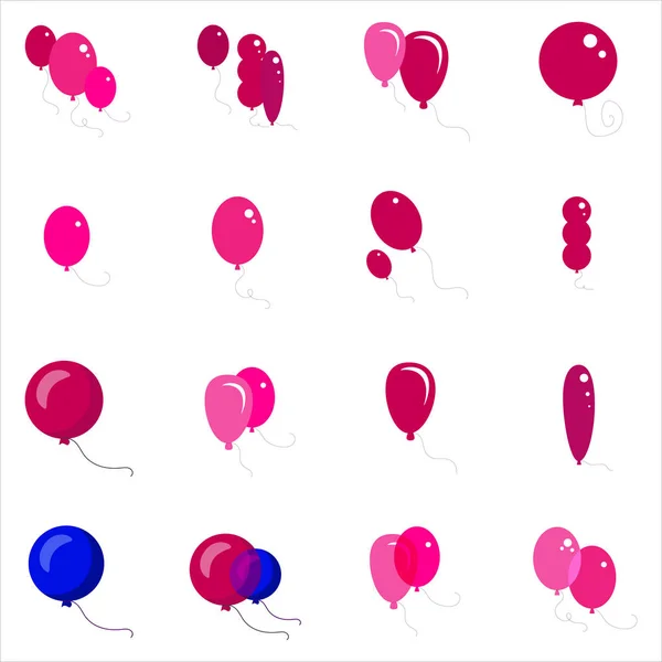 Ícones de balão de festa isolados em fundo branco — Vetor de Stock