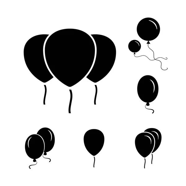 Черная партия воздушный шар иконы изолированы на белом фоне — стоковый вектор
