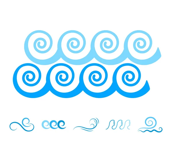 Dalga deniz mavi simgeler veya su sıvı sembolleri izole — Stok Vektör