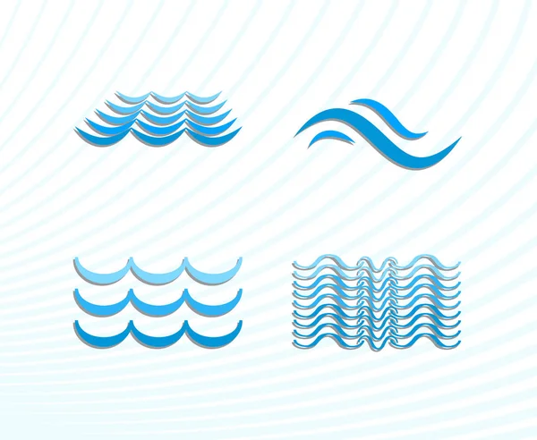 Zee Golf Blue pictogrammen of vloeibare symbolen Water geïsoleerd — Stockvector