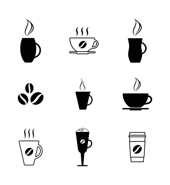 Conjunto de diferentes ícones da xícara de café — Vetor de Stock