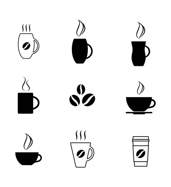 Conjunto de diferentes ícones da xícara de café — Vetor de Stock
