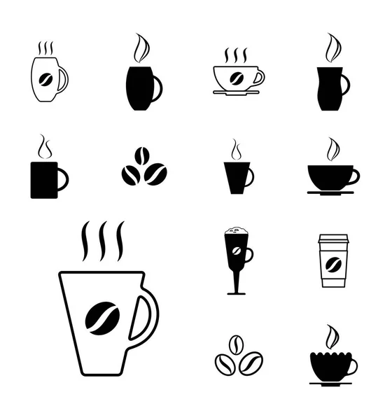 Conjunto de diferentes iconos de taza de café — Archivo Imágenes Vectoriales