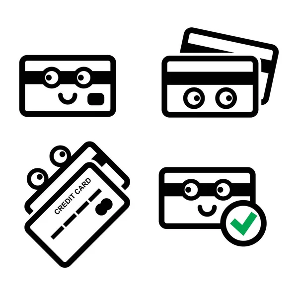 Lindo conjunto de iconos de vectores de tarjetas de crédito — Vector de stock