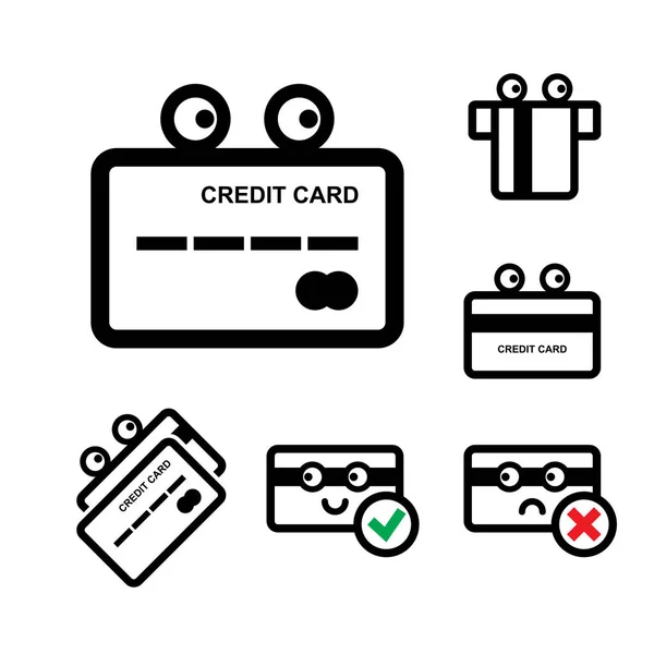 Niedliche Kreditkarten-Vektor-Symbol-Set — Stockvektor