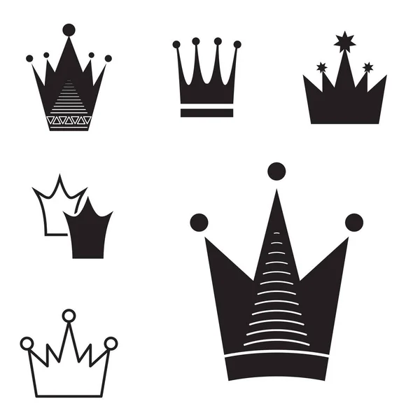 Conjunto de iconos de corona negra simple aislado — Vector de stock