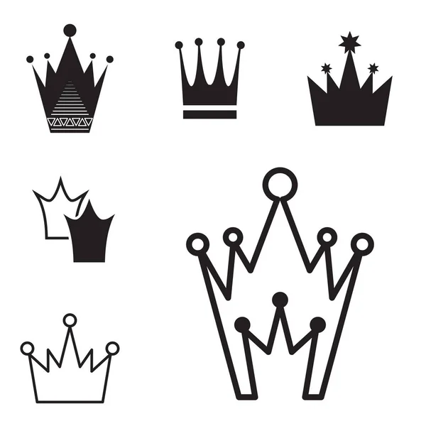 Simple couronne noire Icône Set isolé — Image vectorielle