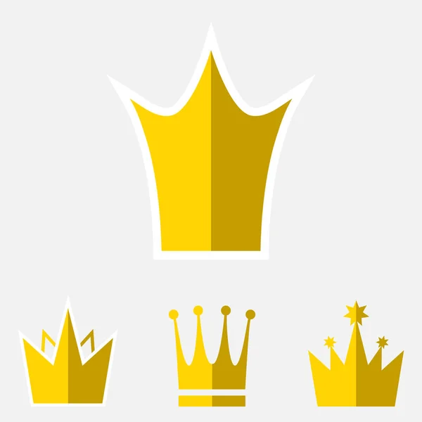 Crown Icon Set Isolated — Stock Vector