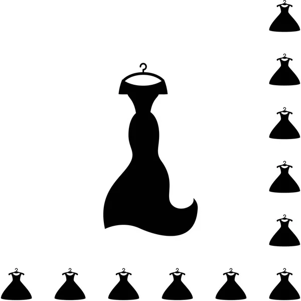 Icône de robe de mode de fête ou silhouette avec cintre à vêtements isolé — Image vectorielle
