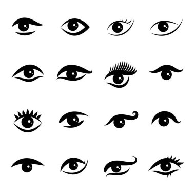 Beyaz arka plan üzerinde izole göz simgeleri