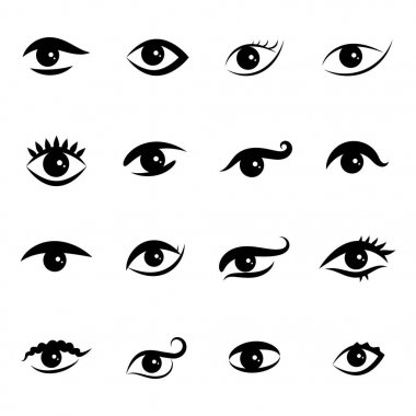 Beyaz arka plan üzerinde izole göz simgeleri