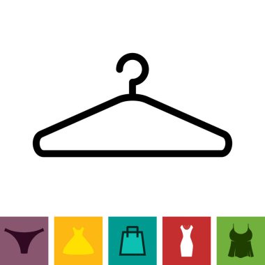 beyaz arkaplanda siyah elbise askısı simgesi