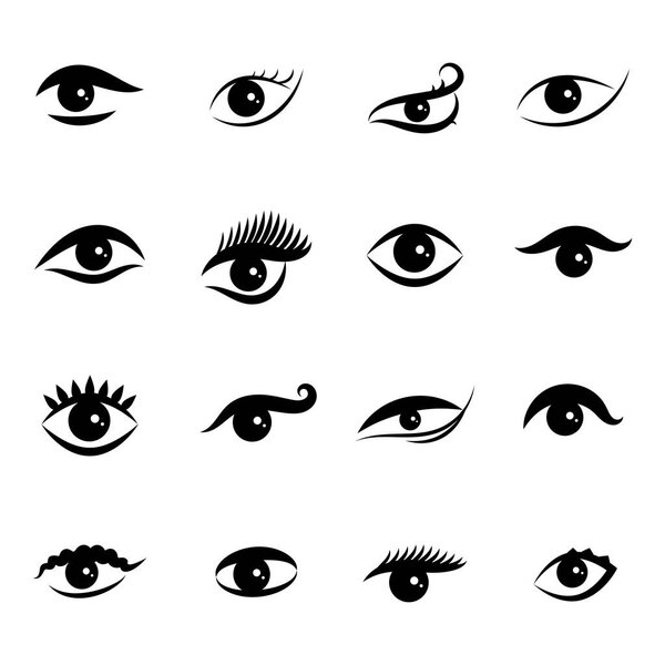 Eye Icons Isolated on White Background