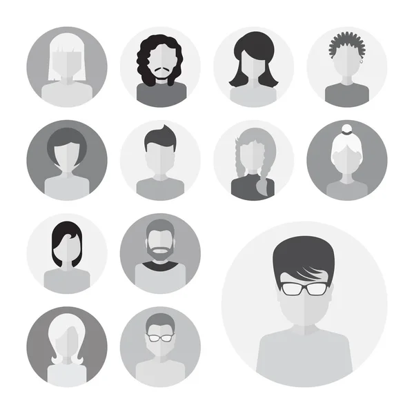 Uppsättning av manliga och kvinnliga ansikten avatarer eller personer Icon Collection — Stock vektor