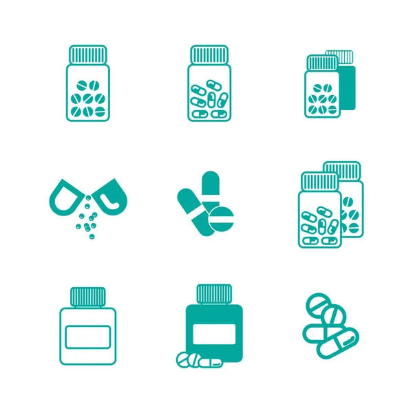 Ізольовані різні таблетки або ліки баночки — стоковий вектор