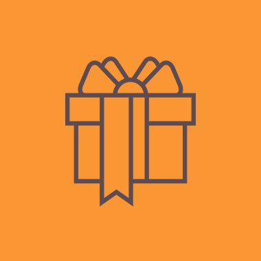 Turuncu hediye kutusu ile bir yay veya izole mevcut vektör simgesi