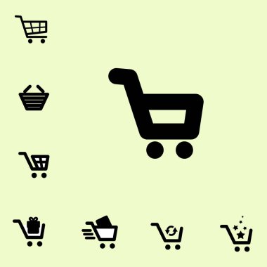 Alışveriş sepeti simgesi izole seti