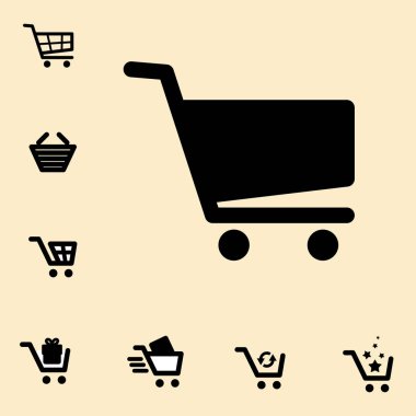 Alışveriş sepeti simgesi izole seti