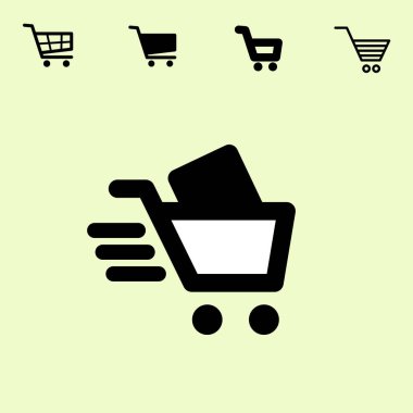 Alışveriş sepeti simgesi izole seti