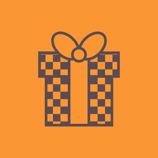 Orangefarbener Geschenkkarton mit einem Bogen oder einem Vektor-Symbol — Stockvektor