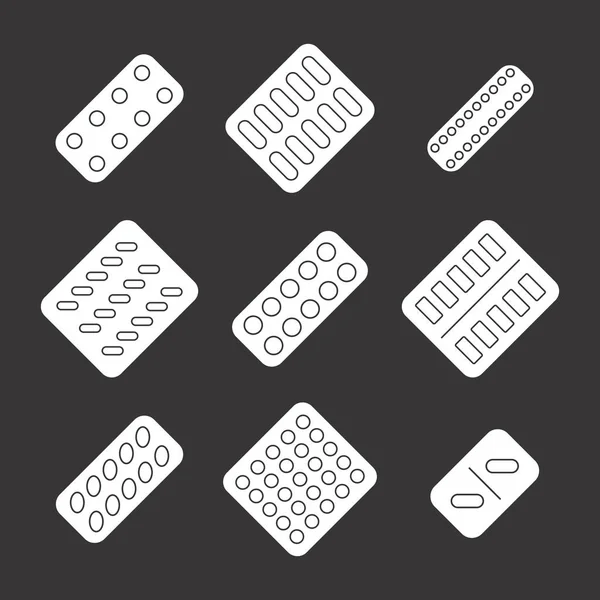 Pil blisterverpakking pictogram — Stockvector