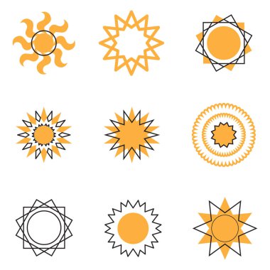 vektör güneş simgeler kümesi