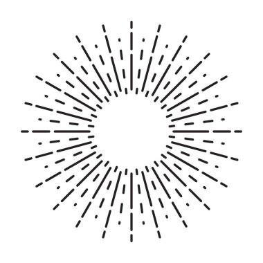 Doğrusal çizim Vintage Sunbursts veya hippi tarzı ışık ışınları