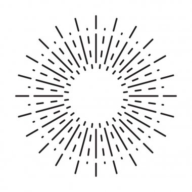 Doğrusal çizim Vintage Sunbursts veya hippi tarzı ışık ışınları