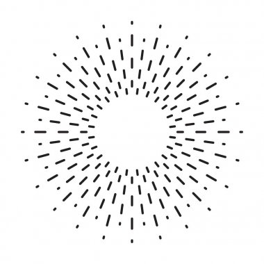 Doğrusal çizim Vintage Sunbursts veya hippi tarzı ışık ışınları