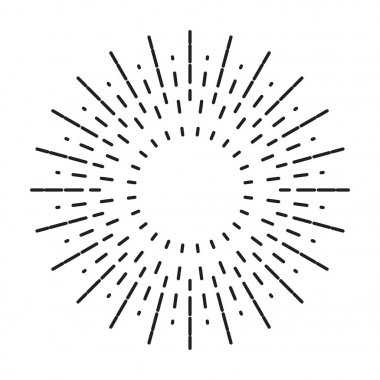 Doğrusal çizim Vintage Sunbursts veya hippi tarzı ışık ışınları