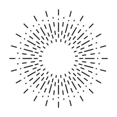 Doğrusal çizim Vintage Sunbursts veya hippi tarzı ışık ışınları