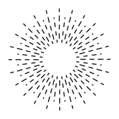 Doğrusal çizim Vintage Sunbursts veya hippi tarzı ışık ışınları