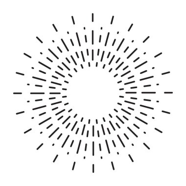Doğrusal çizim Vintage Sunbursts veya hippi tarzı ışık ışınları