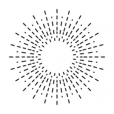 Doğrusal çizim Vintage Sunbursts veya hippi tarzı ışık ışınları