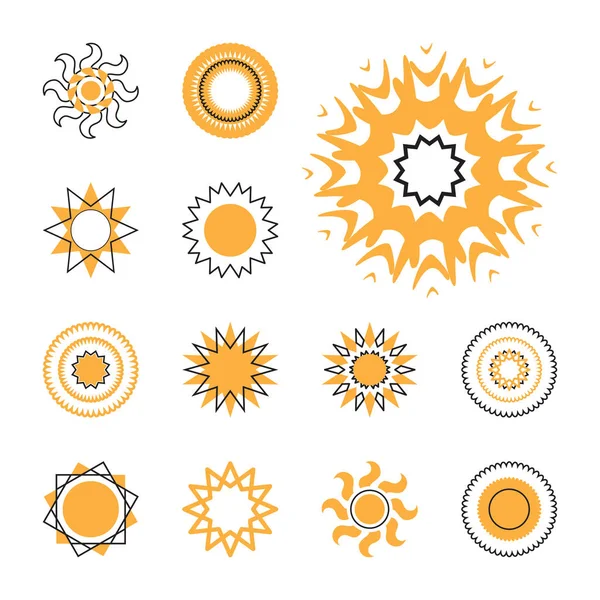 Set of vector sun icons — Stock Vector