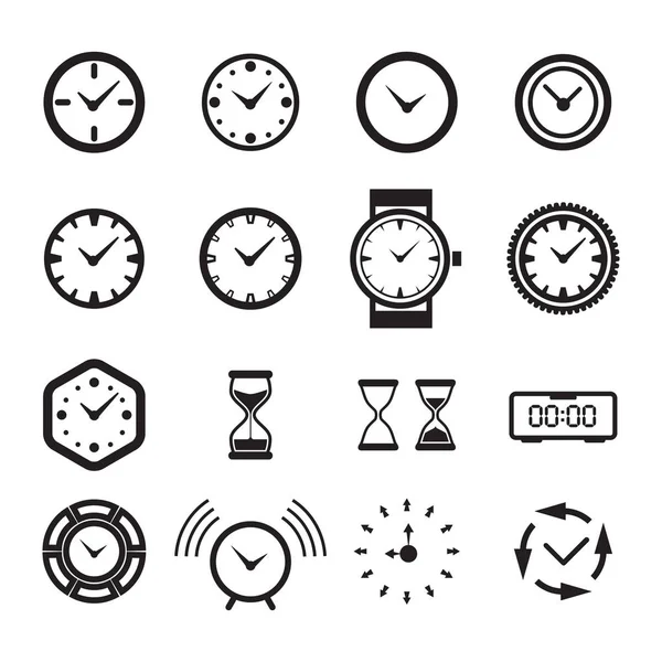 Uhrzeit oder Uhrzeigersymbol isoliert — Stockvektor