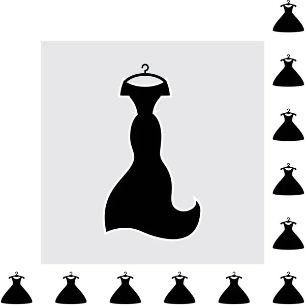 Icône de robe de mode de fête ou silhouette avec cintre à vêtements isolé — Image vectorielle
