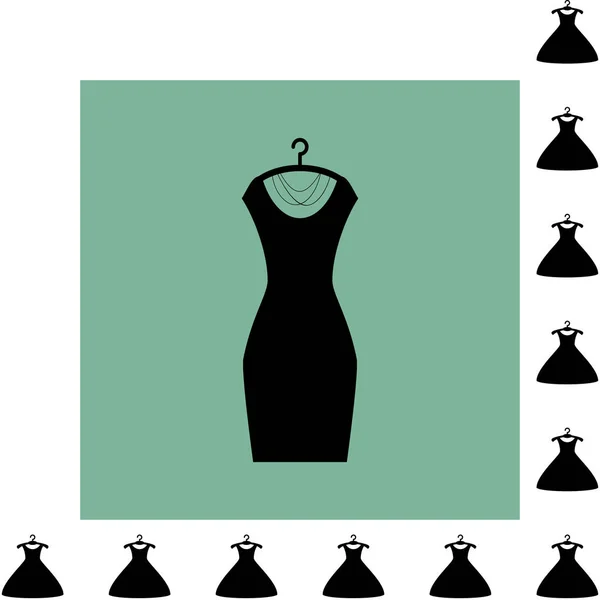 Party-Mode Kleid Ikone oder Silhouette mit Kleiderbügel isoliert — Stockvektor