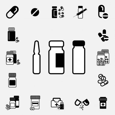 Tıbbi ampül veya aşı Icon set