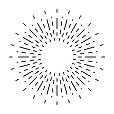 Doğrusal çizim Vintage Sunbursts veya hippi tarzı ışık ışınları