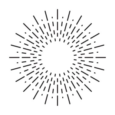 Doğrusal çizim Vintage Sunbursts veya hippi tarzı ışık ışınları