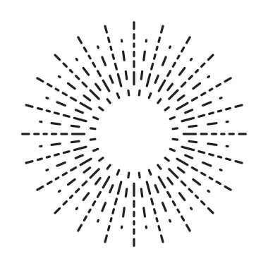 Doğrusal çizim Vintage Sunbursts veya hippi tarzı ışık ışınları