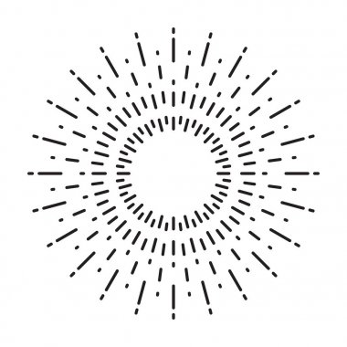 Doğrusal çizim Vintage Sunbursts veya hippi tarzı ışık ışınları