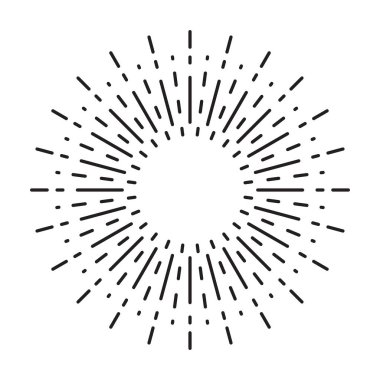 Doğrusal çizim Vintage Sunbursts veya hippi tarzı ışık ışınları
