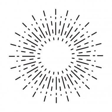 Doğrusal çizim Vintage Sunbursts veya hippi tarzı ışık ışınları