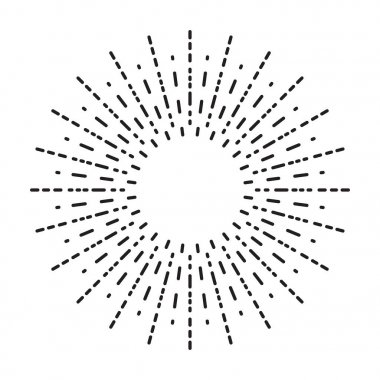 Doğrusal çizim Vintage Sunbursts veya hippi tarzı ışık ışınları